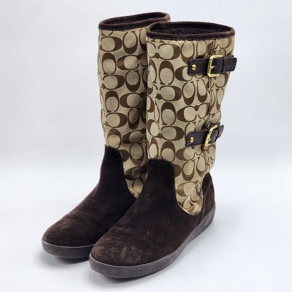 Coach Tinah Signature Logo Monogram Fleeced Lined Boots Size 8.5 - Picture 12 of 12